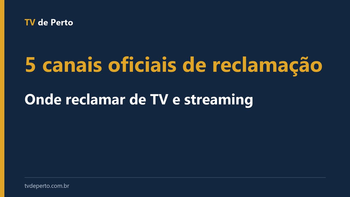 Capa tipográfica com os canais oficiais para reclamar de TV aberta, TV por assinatura e streaming
