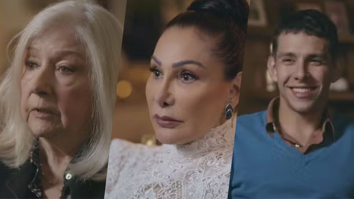 Três entrevistados da série documental O Testamento: O Segredo de Anita Harley, em imagem de divulgação do Globoplay